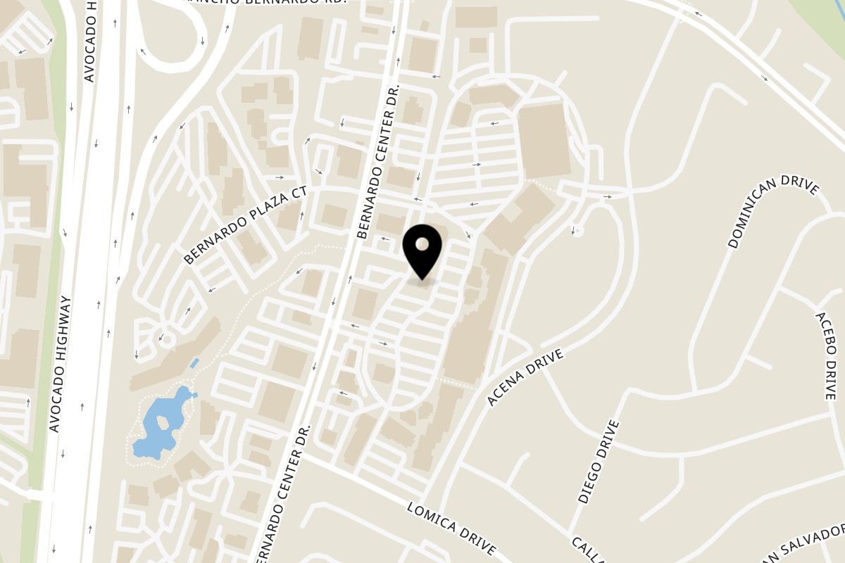 Map showing the location of Sapphire Indian Cuisine on 16785 Bernardo Center Dr in San Diego